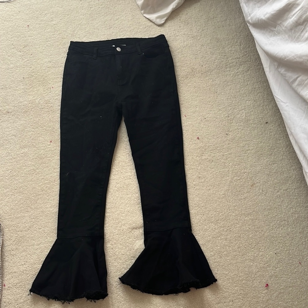 black crop flare jeans